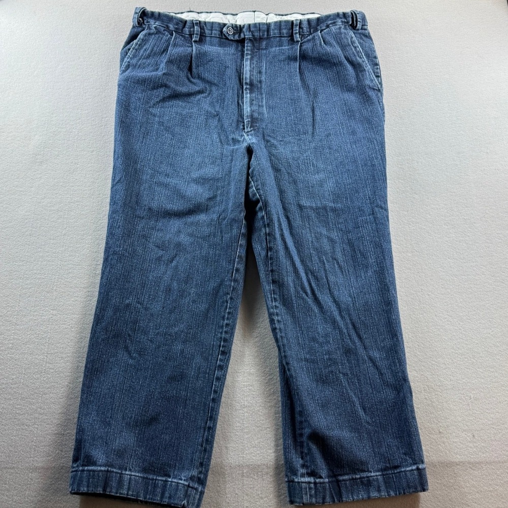 Berle Jeans Mens 44 Blue Relaxed Fit 44x27 Pleated Denim Trousers